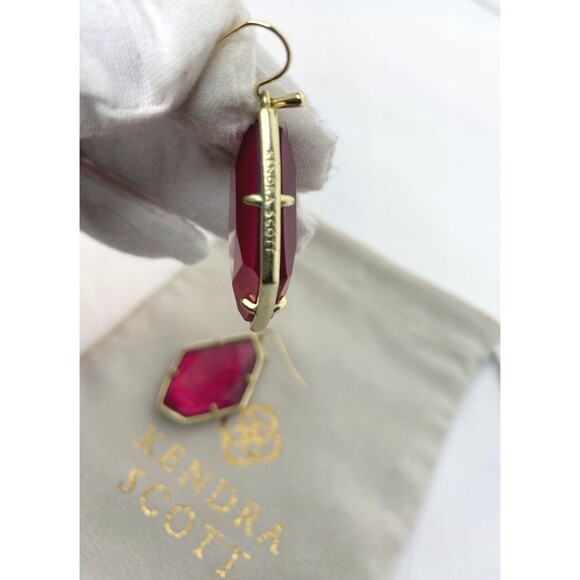 Kendra Scott Gold Dunn Drop Berry Illusion Earrings Red - Picture 8 of 13